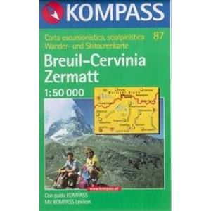 Breuil, Cervinia, Zermatt - mapa Kompass č.87 - 1:50t /Švýcarsko,Itálie/