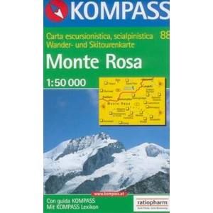 Monte Rosa - mapa Kompass č.88 - 1:50t /Itálie,Švýcarsko/