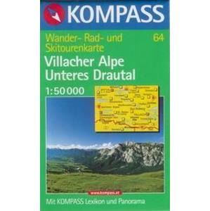 Villacher Alpe, Unteres Drautal - mapa Kompass č.64 - 1:50t /Rakousko,Itálie,Slovinsko/