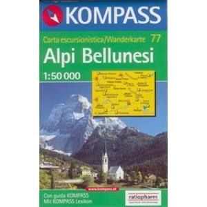 Alpi Bellunesi - mapa Kompass č.77  - 1:50t /Itálie/