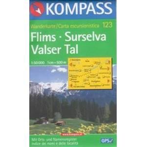 Flims, Surselva, Valser Tal - mapa Kompass č.123 - 1:50t /Švýcarsko/