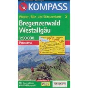 Bregenzerwald, Westallgäu - mapa Kompass č.2 - 1:50t / Rakousko,Německo, Švýcarsko/