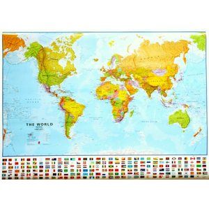 Svět - politické rozdělení - 1:30 000 000 - nástěnná mapa /ZES/