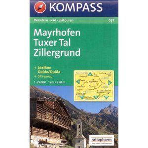 Mayrhofen, Tuxer Tal, Zillergrund - mapa Kompass č.037 - 1:25 000 /Rakousko/