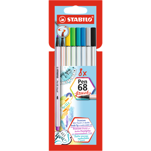 STABILO Pen 68 brush Vláknový fix - sada 8 barev