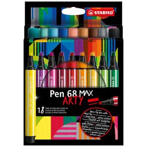 STABILO Pen 68 MAX Vláknový fix s klínovým hrotem - sada 18 barev ARTY