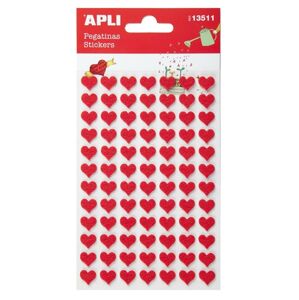 Filcové samolepky APLI - červená srdce - 168 ks