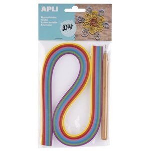 APLI Papírové proužky - quilling sada, mix barev + quillingové pero, 120 ks