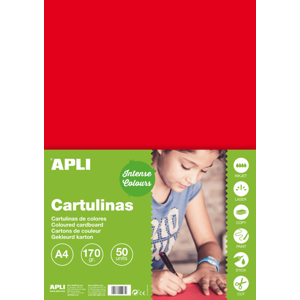 APLI sada barevných papírů, A4, 170 g, červený - 50 ks
