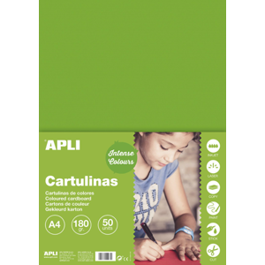 APLI sada barevných papírů, A4, 170 g, trávově zelený - 50 ks