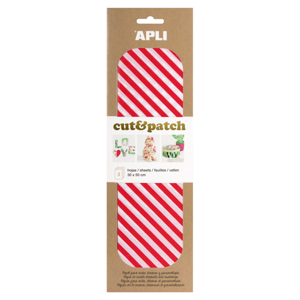 APLI Papír na decoupage - Pruhy červenobílé, 3 listy