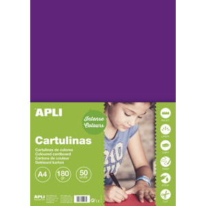 APLI sada barevných papírů, A4, 170 g, fialový - 50 ks