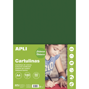 APLI sada barevných papírů, A4, 170 g, tmavě zelený - 50 ks