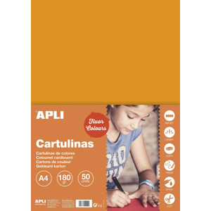 APLI sada barevných papírů, A4, 170 g, fluo-oranžový - 50 ks