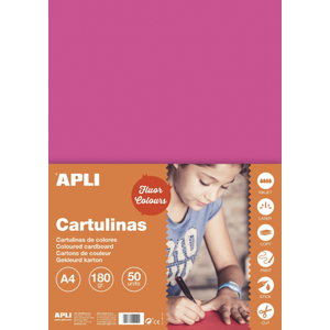APLI sada barevných papírů, A4, 170 g, fluo-růžový - 50 ks