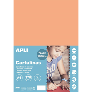 APLI sada barevných papírů, A4, 170 g, losos - 50 ks