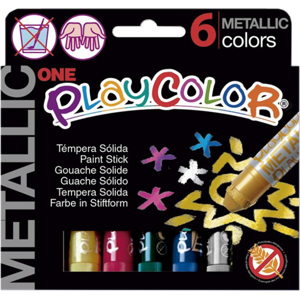 Playcolor - tuhé temperové barvy 6 kusů - metalické