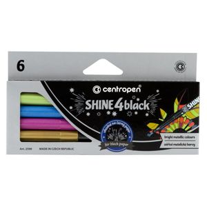 Centropen SHINE 4 BLACK Popisovače - sada 6 metalických barev