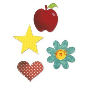 Vyřezávací šablona Bigz - Jablko, květ, srdce, hvězda