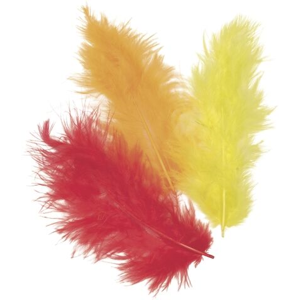 Dekorativní peříčka Marabu 4 g - červená, žlutá a oranžová