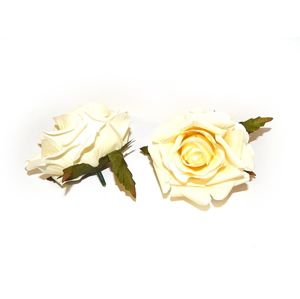 Umělé květiny, růže - krémová, tmavý list, 1 ks