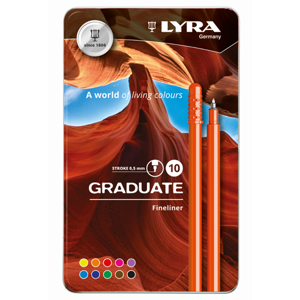 Sada uměleckých popisovačů LYRA Graduate v kovovém pouzdře - 10 ks