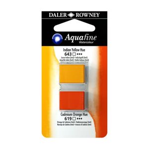 Umělecká akvarelová barva Daler-Rowney Aquafine - dvojbalení - Indiánská žluť/Kadmium oranžové