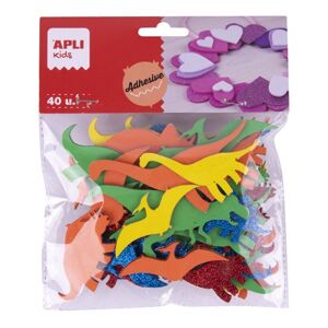 APLI Pěnovka tvarová - dinosauři, 40 ks, samolepicí, mix barev