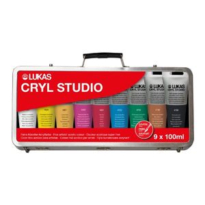 LUKAS CRYL STUDIO - Sada akrylových barev v kufříku - 9 × 100 ml + štětec