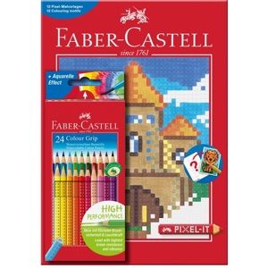 Pastelky Faber-Castell - Grip 2001, 24ks + omalovánky s 12-ti Pixel motivy (A4)