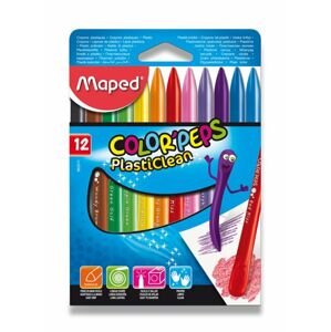 Plastové pastely MAPED Color´Peps PLASTICLEAN - 12 barev, trojhranné
