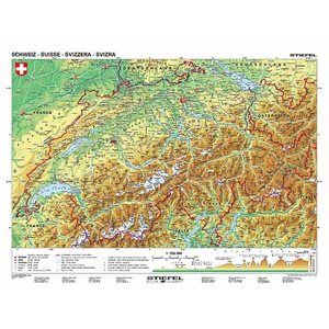 Švýcarsko/Rakousko - obecně geografická mapa - mapa A3