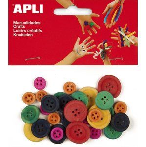 APLI Dřevěné knoflíky - barevný mix - 30 ks