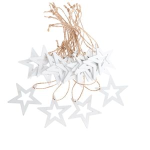 Závěsná dřevěná hvězda bílá - 18 ks