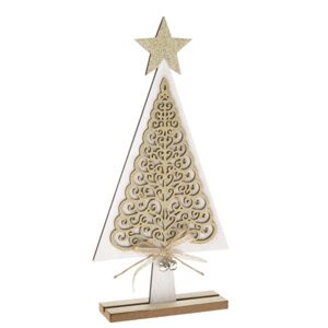 Dřevěný vánoční stromek - bílozlatý