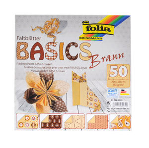 Origami papír Basics 80 g/m2 - 10 × 10 cm, 50 archů - hnědý