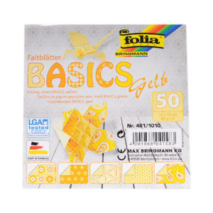 Origami papír Basics 80 g/m2 - 20 × 20 cm, 50 archů - žlutý