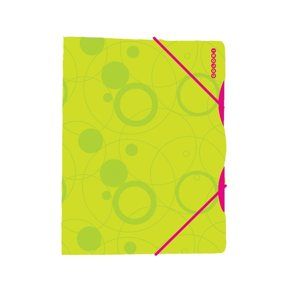 Karton Colori Desky s gumou PP 3 klopy A4 - zeleno/růžový