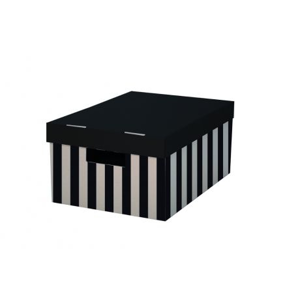 HIT Úložná krabice s víkem 28x37x18 cm 2 ks - černá/pruhy