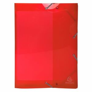 Box na spisy s gumou IDERAMA A4, 2,5 cm, PP transparentní - červený