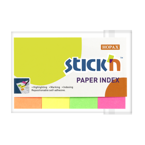 Papírové samolepicí záložky Stick'n 50 × 20 mm, 4 × 50 lístků, neonové barvy