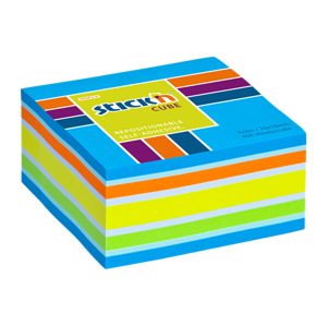 Samolepicí kostka Stick'n 76 × 76 mm, 400 lístků, mix neonových barev modrá