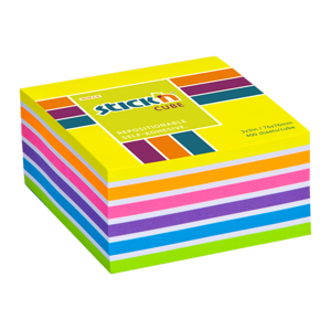 Samolepicí kostka Stick'n 76 × 76 mm, 400 lístků, mix neonových barev žlutá