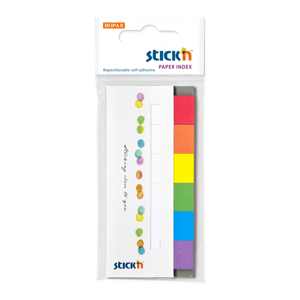 Papírové samolepicí záložky Stick'n 45 × 15 mm, 6 × 30 lístků, duhové barvy