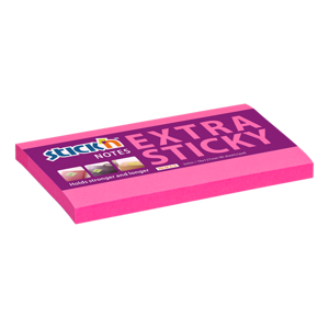 Samolepicí bloček Stick'n Extra Sticky 76 × 127 mm, 90 lístků, neonově  růžový