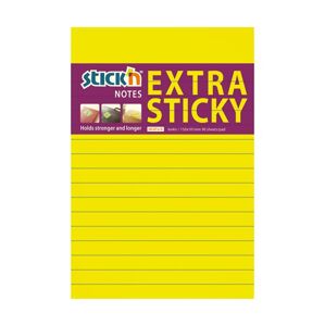 Samolepicí bloček Stick'n Extra Sticky 150 × 101 mm, 90 lístků, neonově žlutý, linkovaný