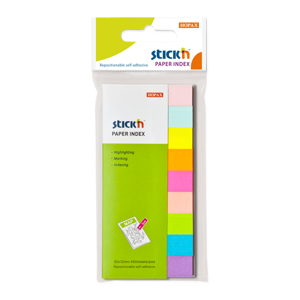 Papírové samolepicí záložky Stick'n 50 × 12 mm, 9 × 50 lístků, neonové barvy
