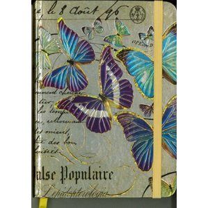 Zápisník A5 s gumičkou linkovaný - motýli