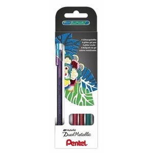 Pentel Dual Metallic Gelové kuličkové pero - sada 4 barev (oranžová, fialová, růžová, zelená)