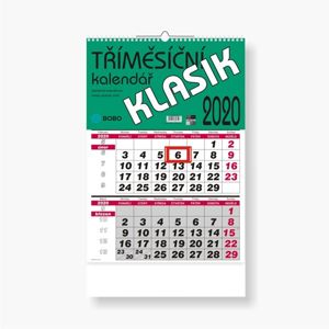 BOBO Kalendář nástěnný 2020 tříměsíční KLASIK